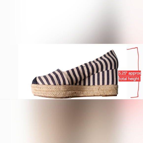 Victor Alfaro Navy & Cream Striped Espadrille Wedges Size 8.5 GUC - Picture 12 of 12